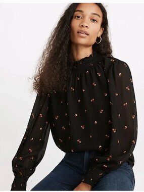 Madewell (Re)sourced Georgette Smocked Mockneck Top in Amie Floral